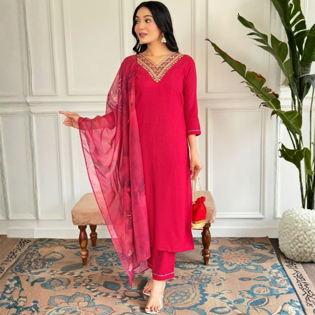 Adaah Gulzaar Red – Three-Piece Suit