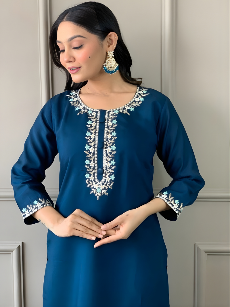 Adaah Noor Blue– Three-Piece Suit