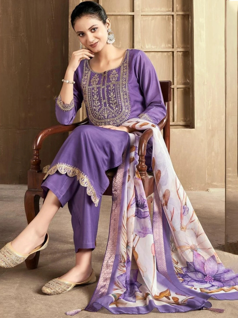 Adaah Zeenat Purple– Three-Piece Suit