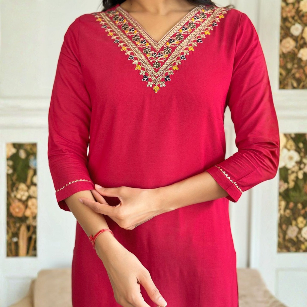 Adaah Gulzaar Red – Three-Piece Suit