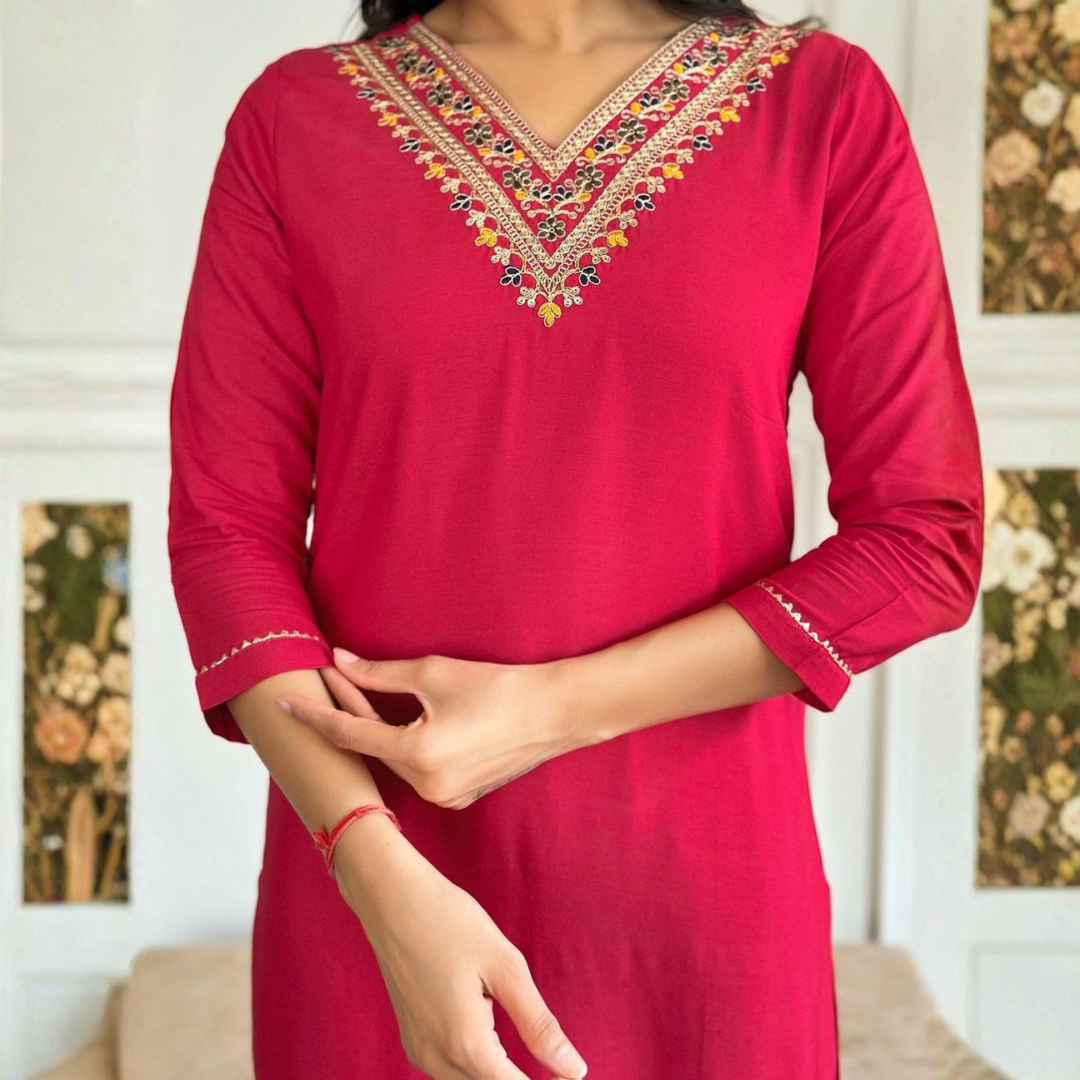 Adaah Gulzaar Red – Three-Piece Suit