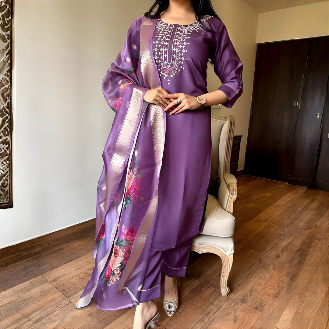Noor Purple – Three-Piece Suit