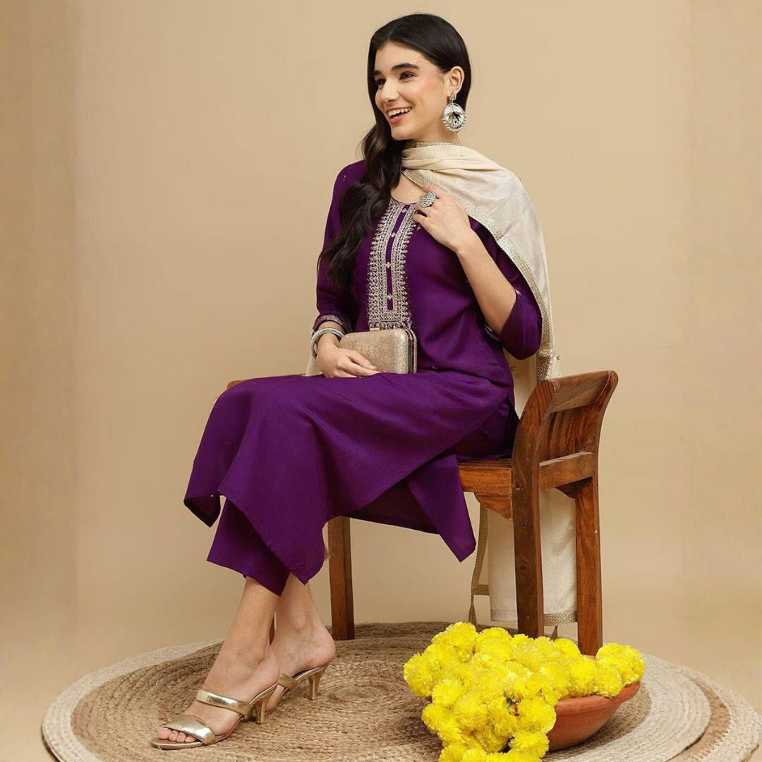 Adaah Aira – Plum Three-Piece Suit