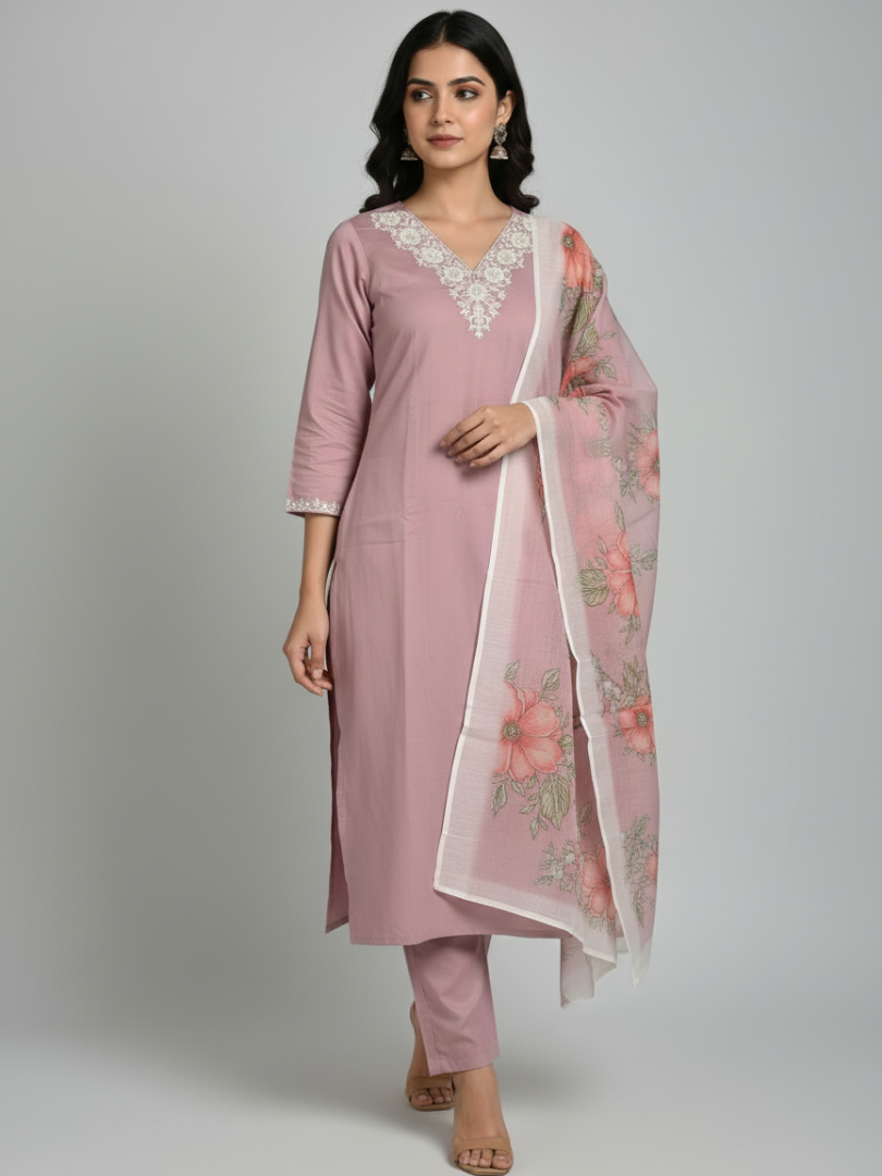 Adaah Pink  Three-piece Suit