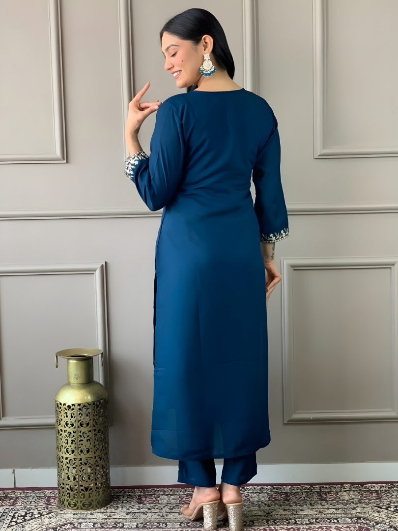 Adaah Noor Blue– Three-Piece Suit