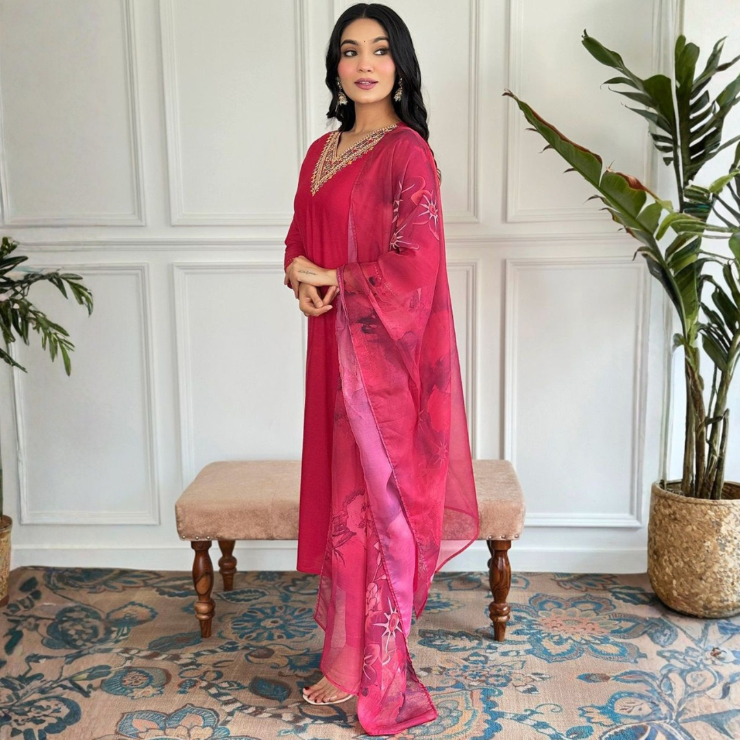 Adaah Gulzaar Red – Three-Piece Suit