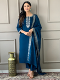 Adaah Noor Blue– Three-Piece Suit