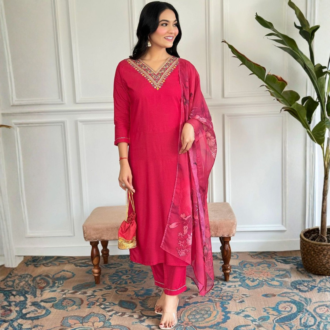 Adaah Gulzaar Red – Three-Piece Suit