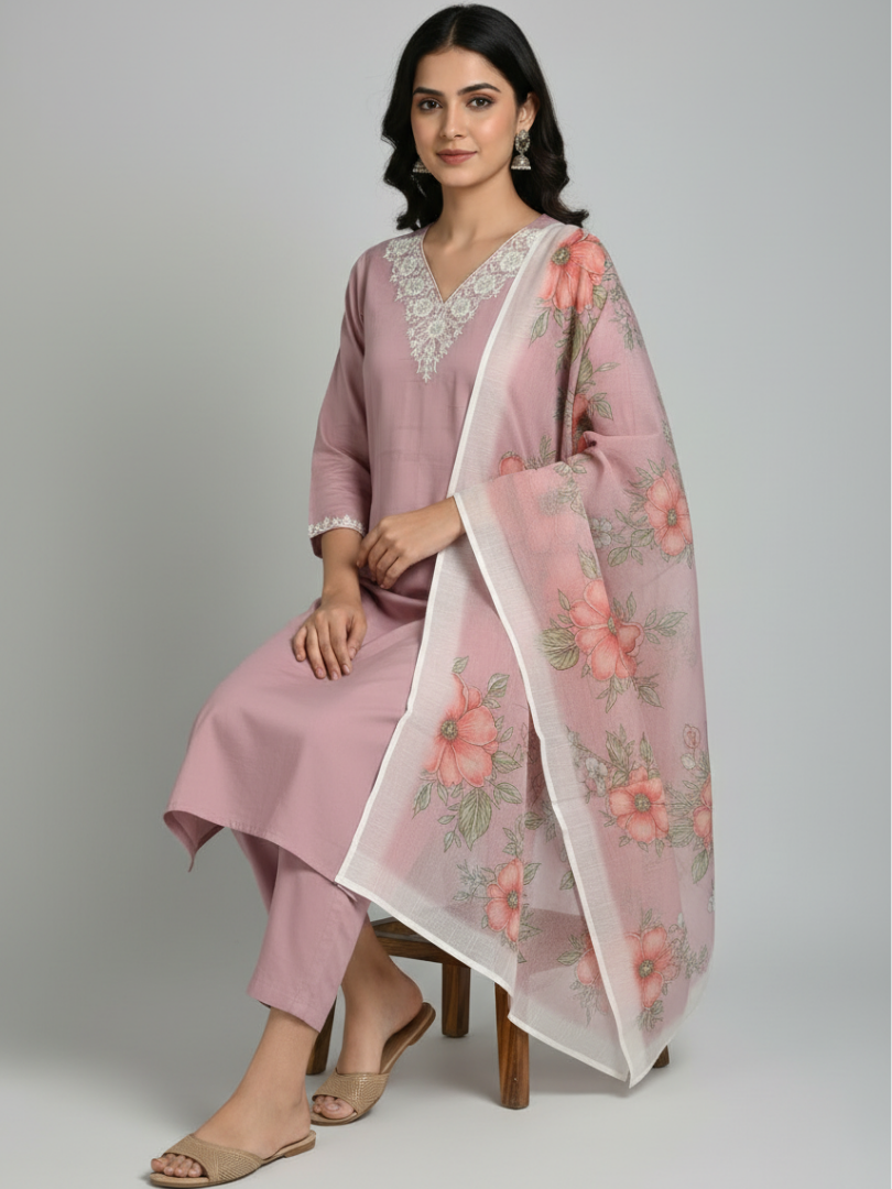 Adaah Pink  Three-piece Suit
