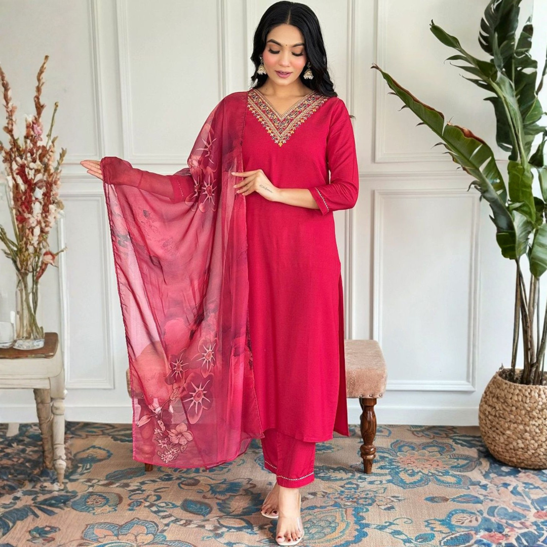 Adaah Gulzaar Red – Three-Piece Suit