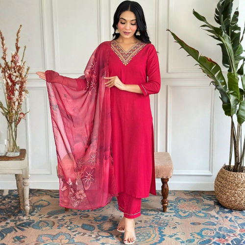 Adaah Gulzaar Red – Three-Piece Suit