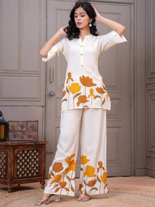 Adaah Ivory Bloom – Printed Co-Ord Set