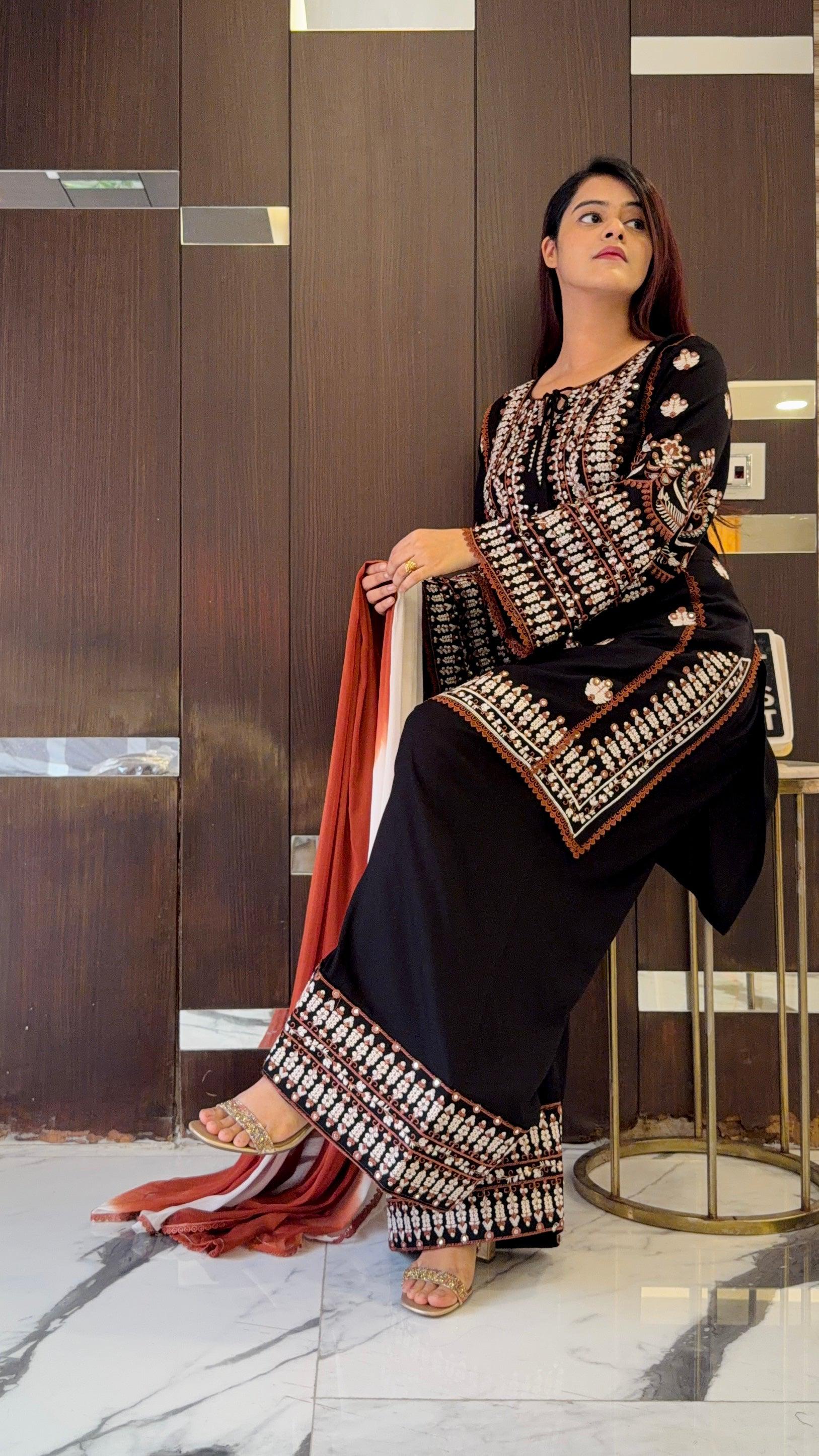 EXQUISITE PAKISTANI PREMIUM THREAD MIRROR WORK 🪡 3 PC WEAR ✨