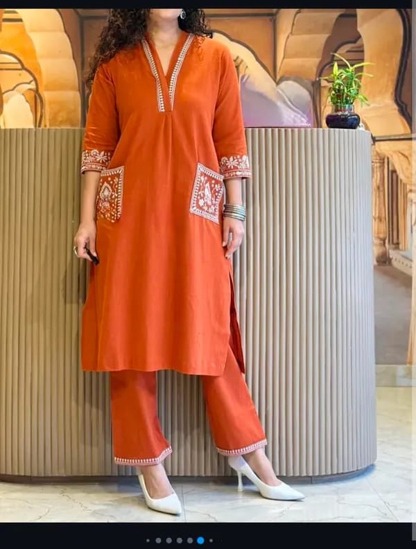Adaah Noor orange Cord Set